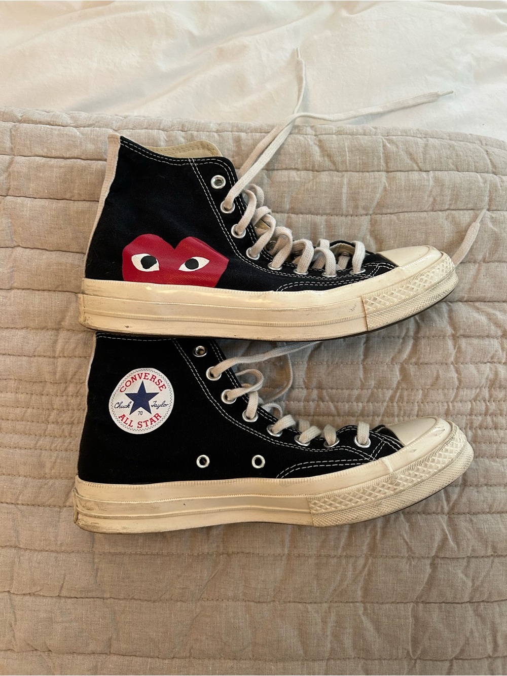 Converse Chuck Taylor High Top Sneakers - Cream with Red Heart women’s 9